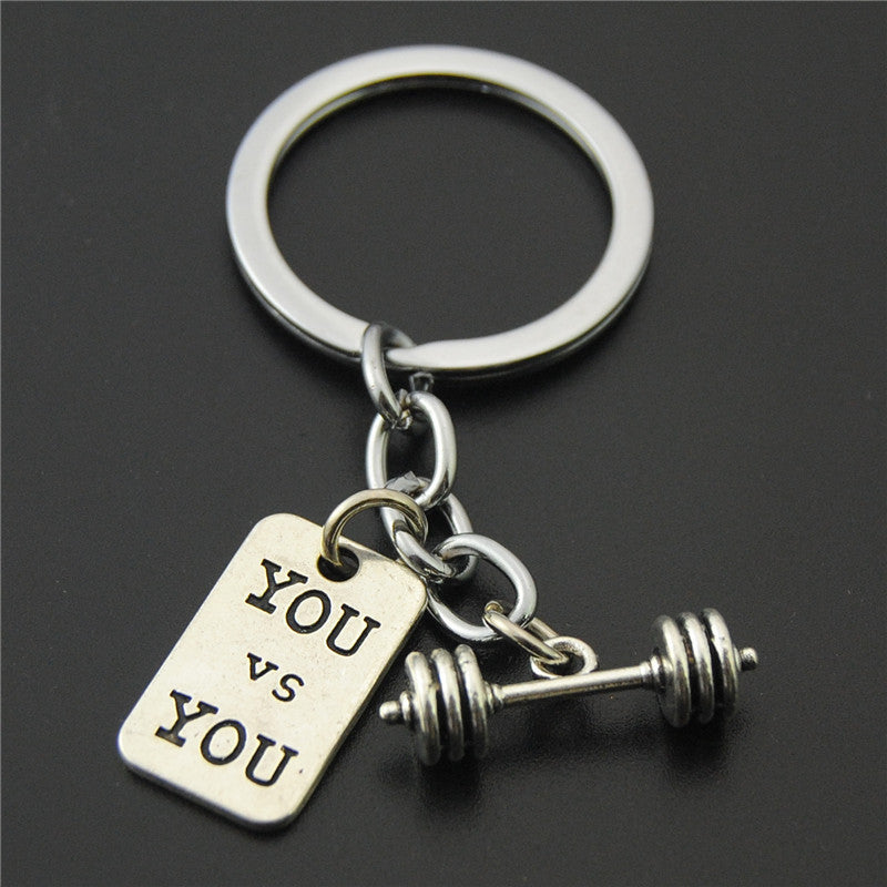 Mini Sports Equipment Keychain Dumbbell Weightlifting Unique Key Pendant