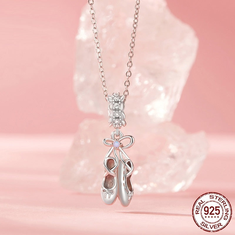 S925 Sterling Silver Fashion Ballet Dance Shoe Pendant