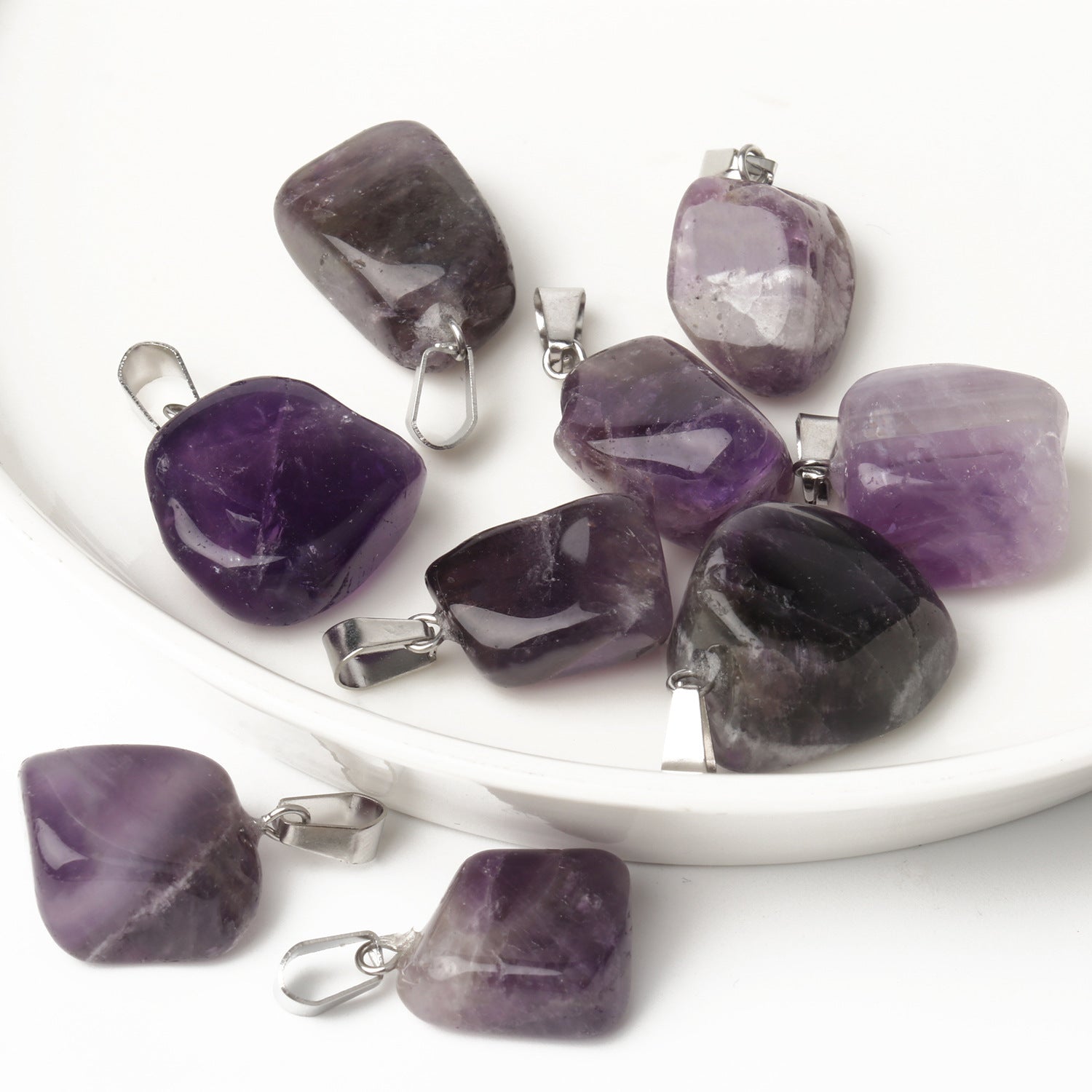 5 Multi-Color Irregular Stone Pendant Accessories