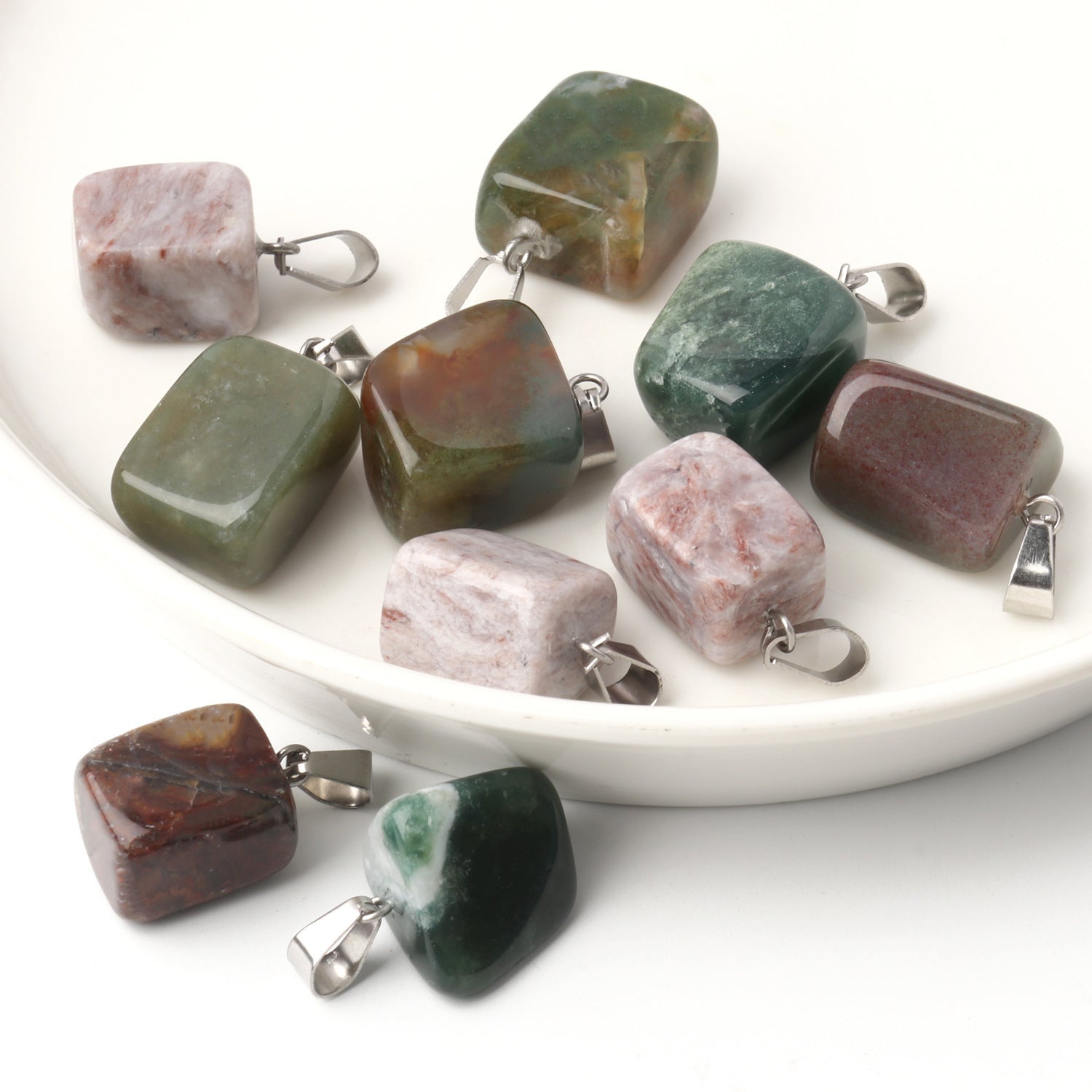 5 Multi-Color Irregular Stone Pendant Accessories