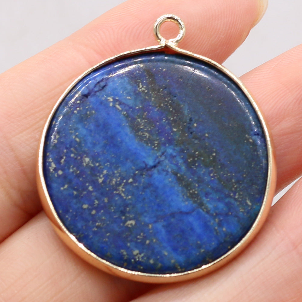 Natural Stone Gem Amazonite Round Pendant Handmade Craft DIY