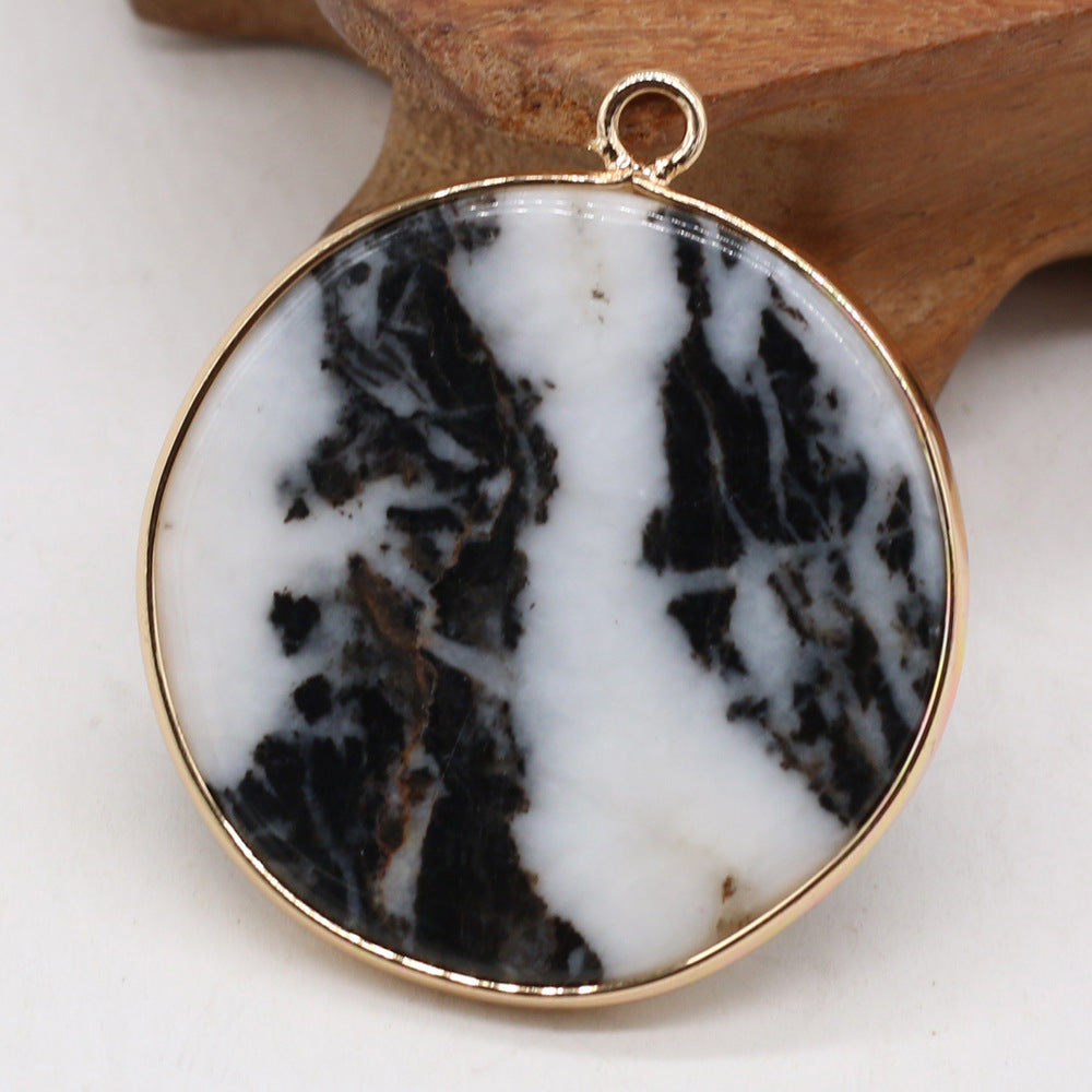 Natural Stone Gem Amazonite Round Pendant Handmade Craft DIY