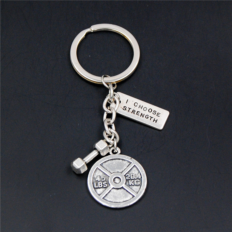 Mini Sports Equipment Keychain Dumbbell Weightlifting Unique Key Pendant