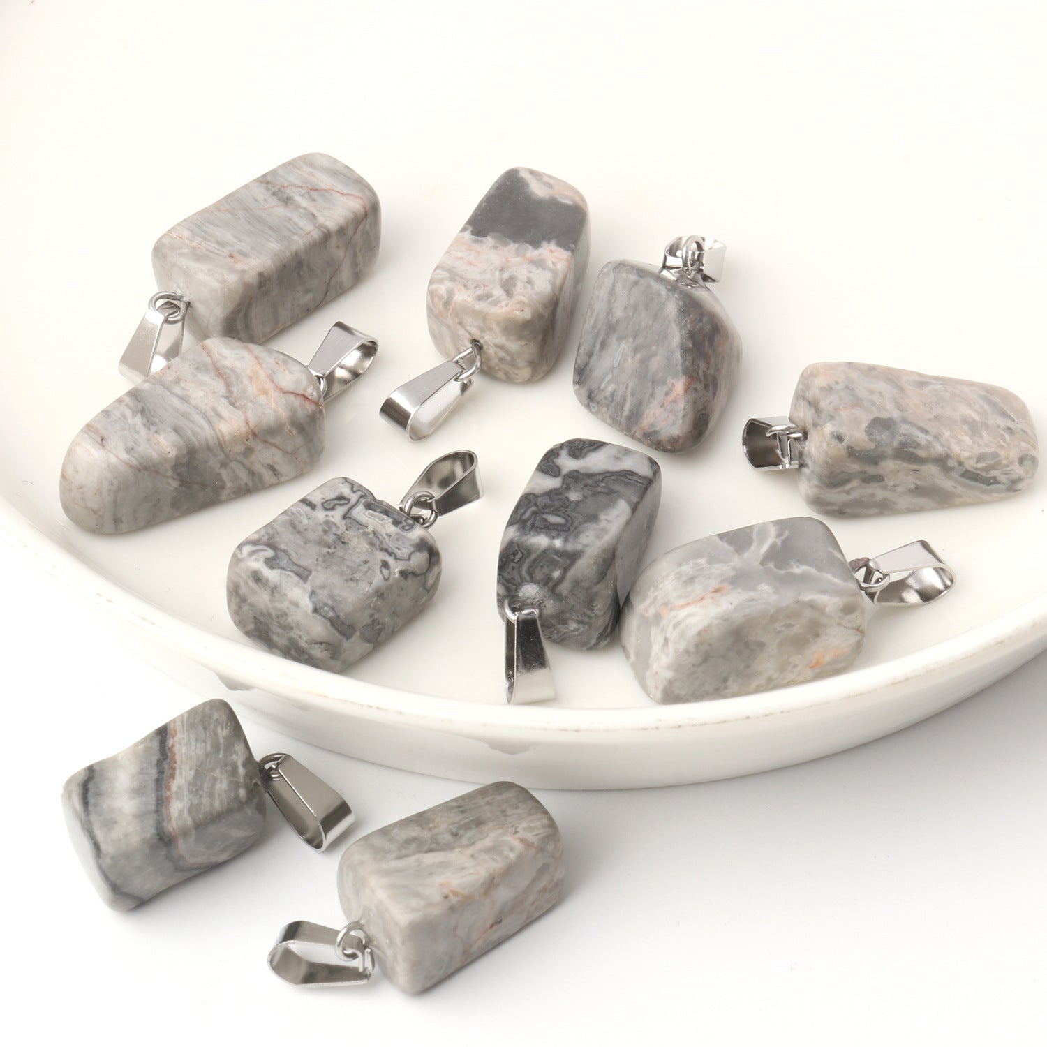 5 Multi-Color Irregular Stone Pendant Accessories