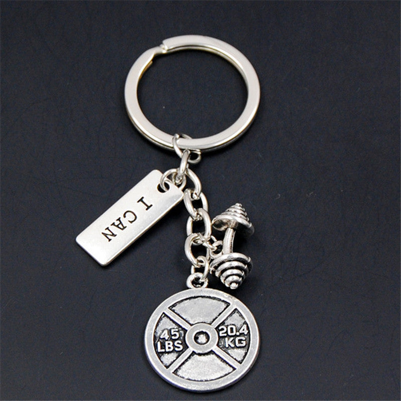 Mini Sports Equipment Keychain Dumbbell Weightlifting Unique Key Pendant