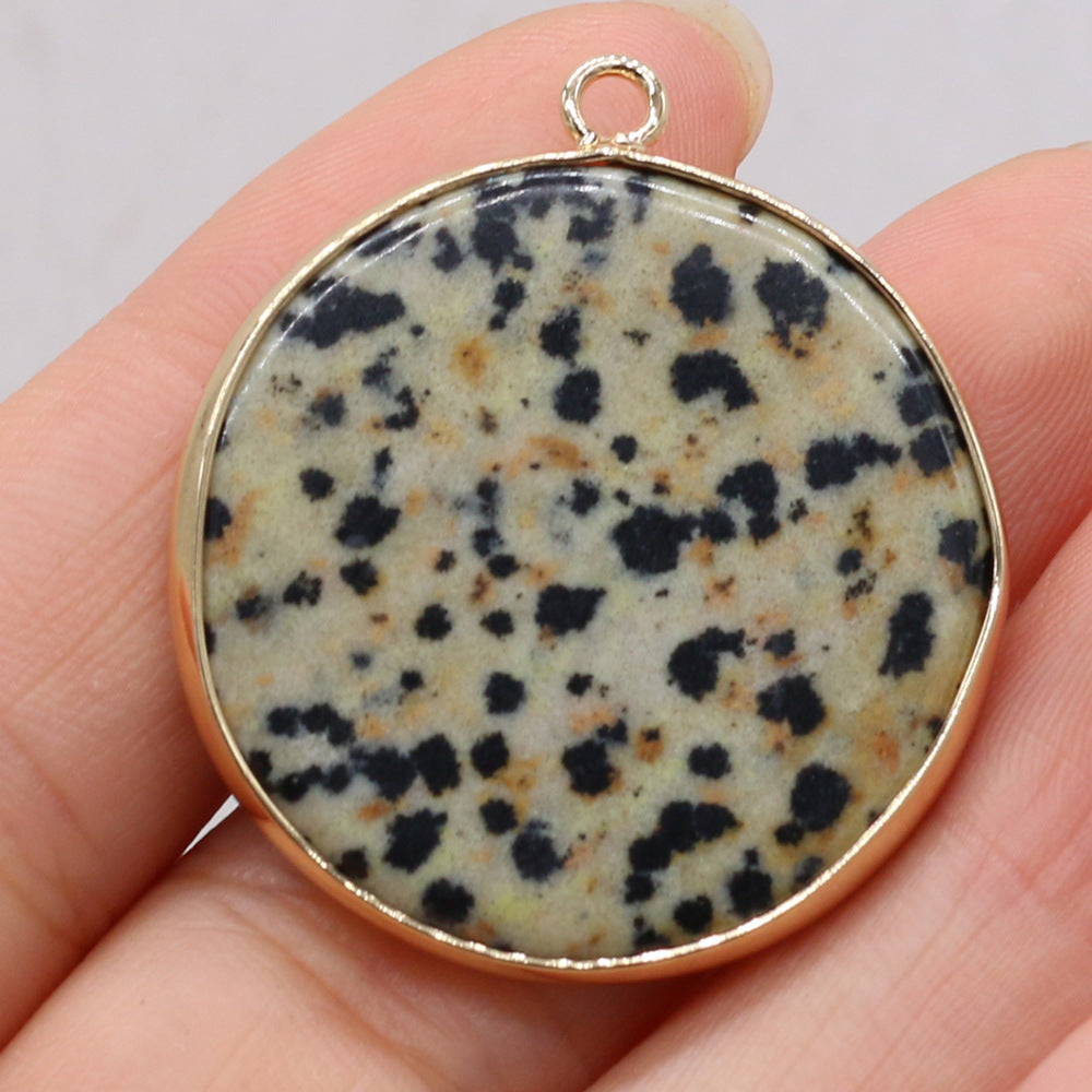 Natural Stone Gem Amazonite Round Pendant Handmade Craft DIY