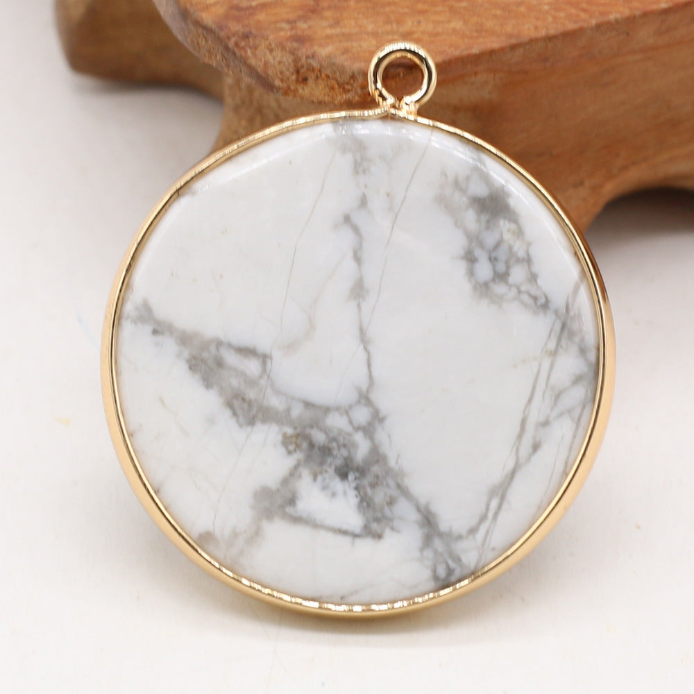 Natural Stone Gem Amazonite Round Pendant Handmade Craft DIY