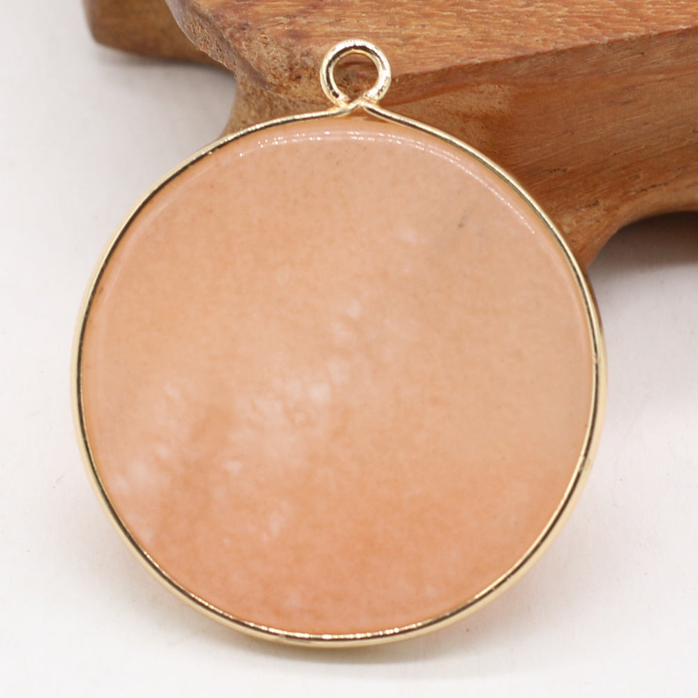 Natural Stone Gem Amazonite Round Pendant Handmade Craft DIY