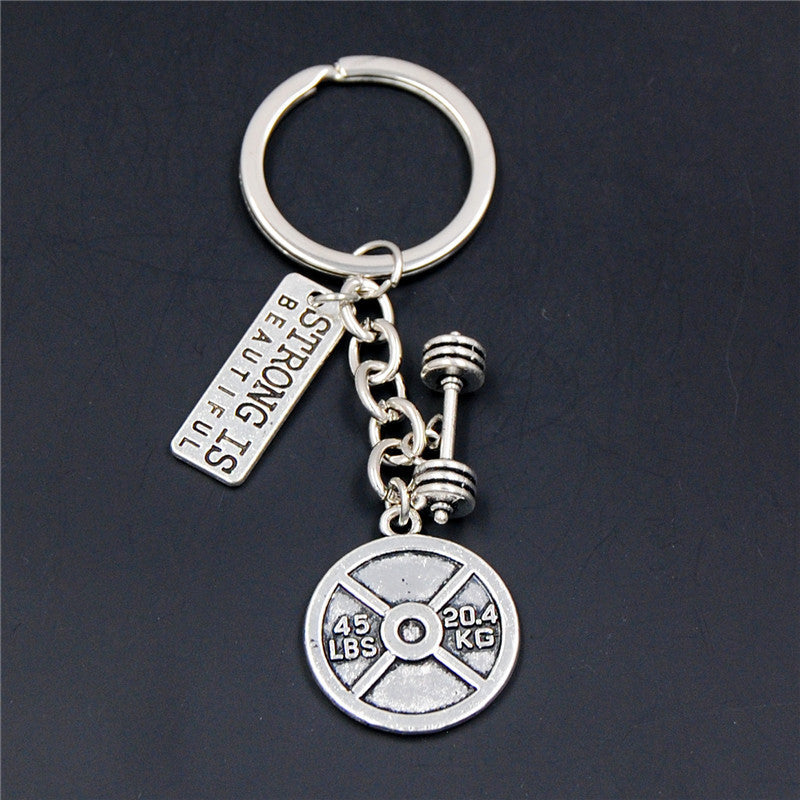 Mini Sports Equipment Keychain Dumbbell Weightlifting Unique Key Pendant