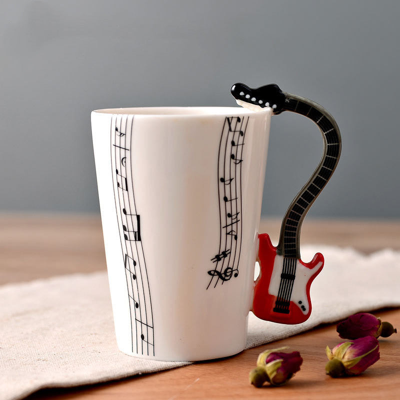 Coffee cup with Music Notes & Instrument Handle