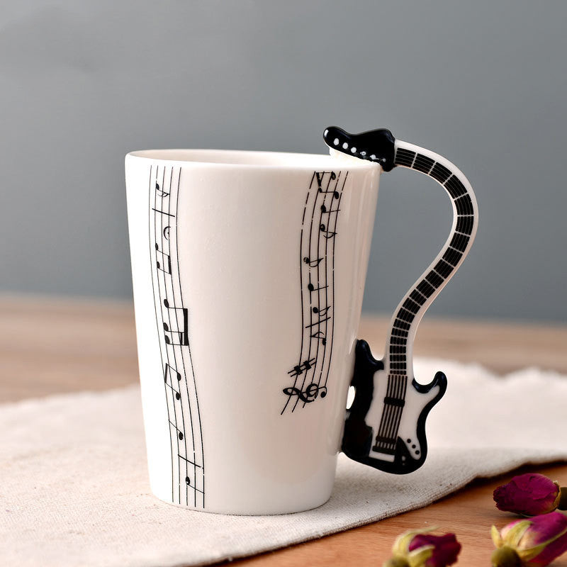 Coffee cup with Music Notes & Instrument Handle