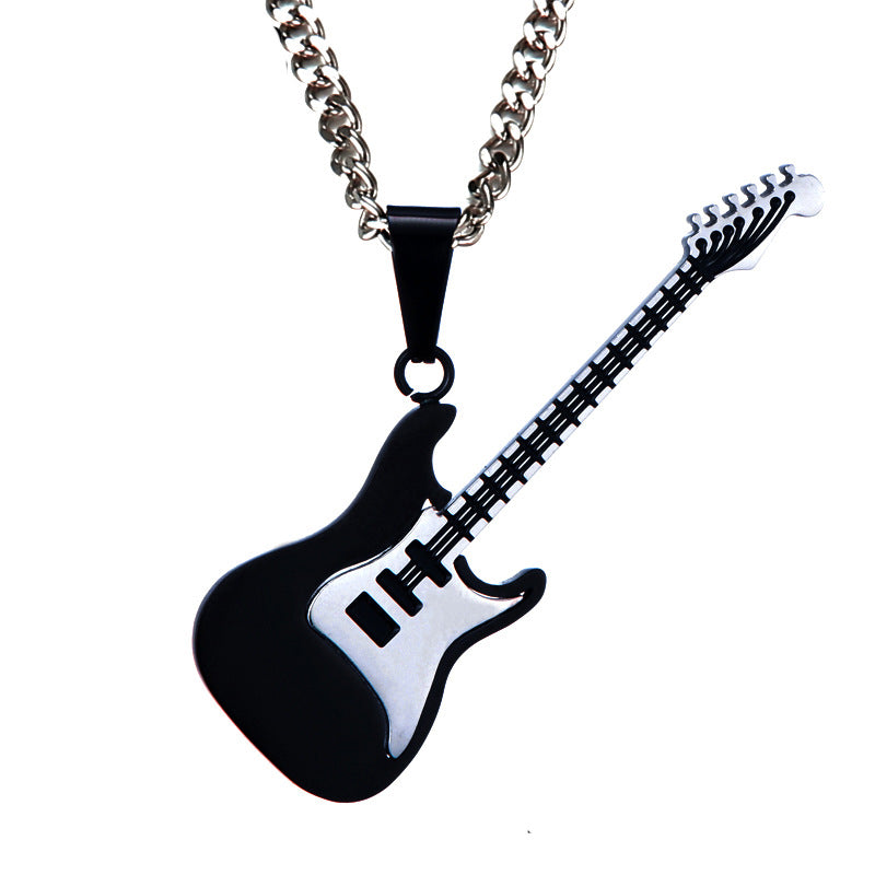 Stainless Steel Guitar Pendant Necklace