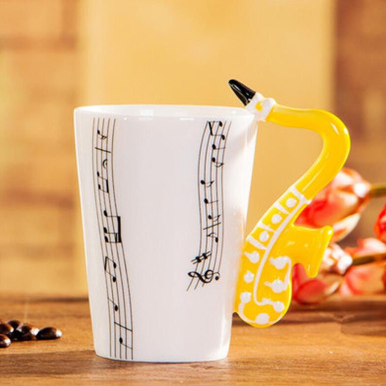 Coffee cup with Music Notes & Instrument Handle