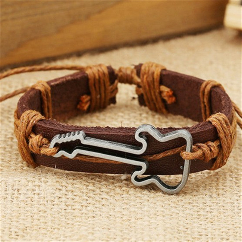Zinc Alloy Guitar Leather Bracelet