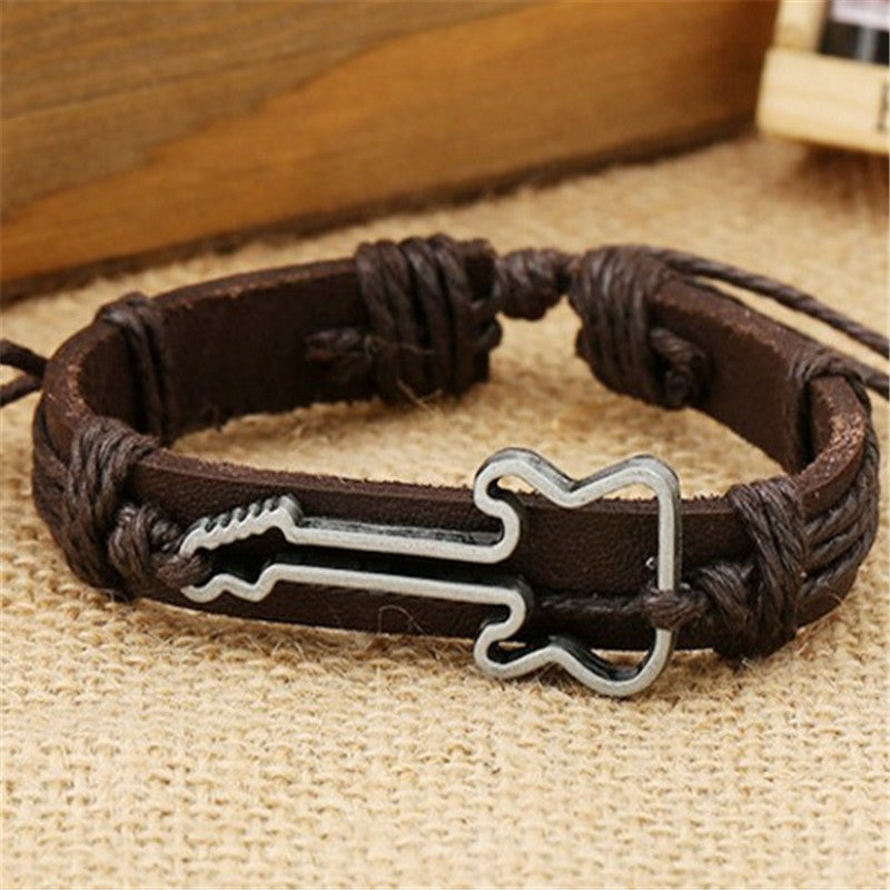 Zinc Alloy Guitar Leather Bracelet