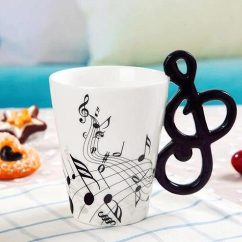 Coffee cup with Music Notes & Instrument Handle