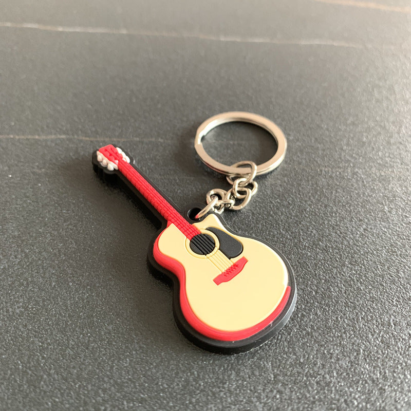 Musical Instrument Silicone Guitar Pvc Soft Keychain Pendant