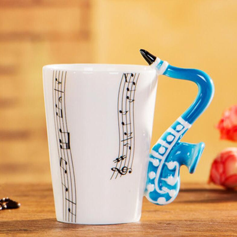 Coffee cup with Music Notes & Instrument Handle