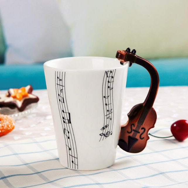 Coffee cup with Music Notes & Instrument Handle