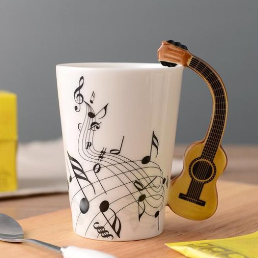Coffee cup with Music Notes & Instrument Handle