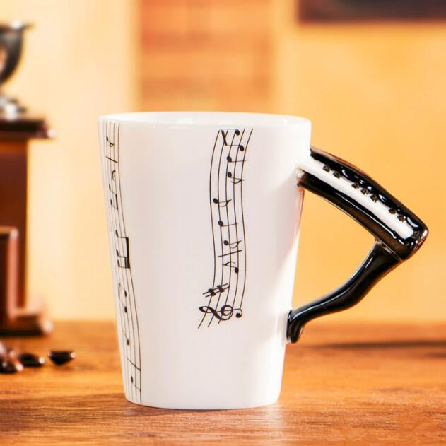Coffee cup with Music Notes & Instrument Handle