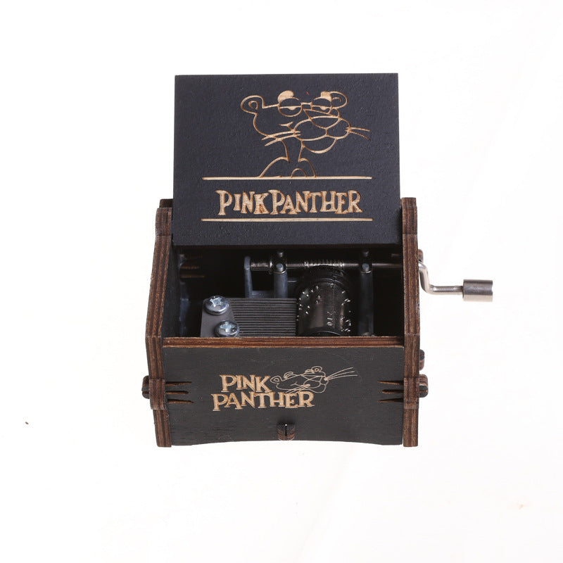 Wooden Music Box Classically Carved Hand-crank