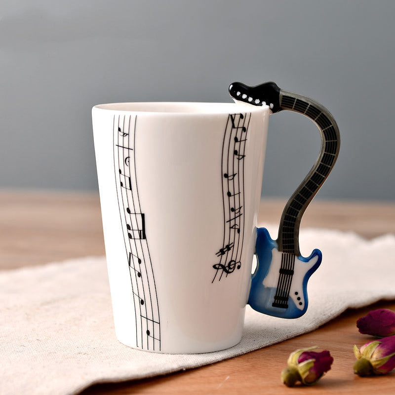 Coffee cup with Music Notes & Instrument Handle