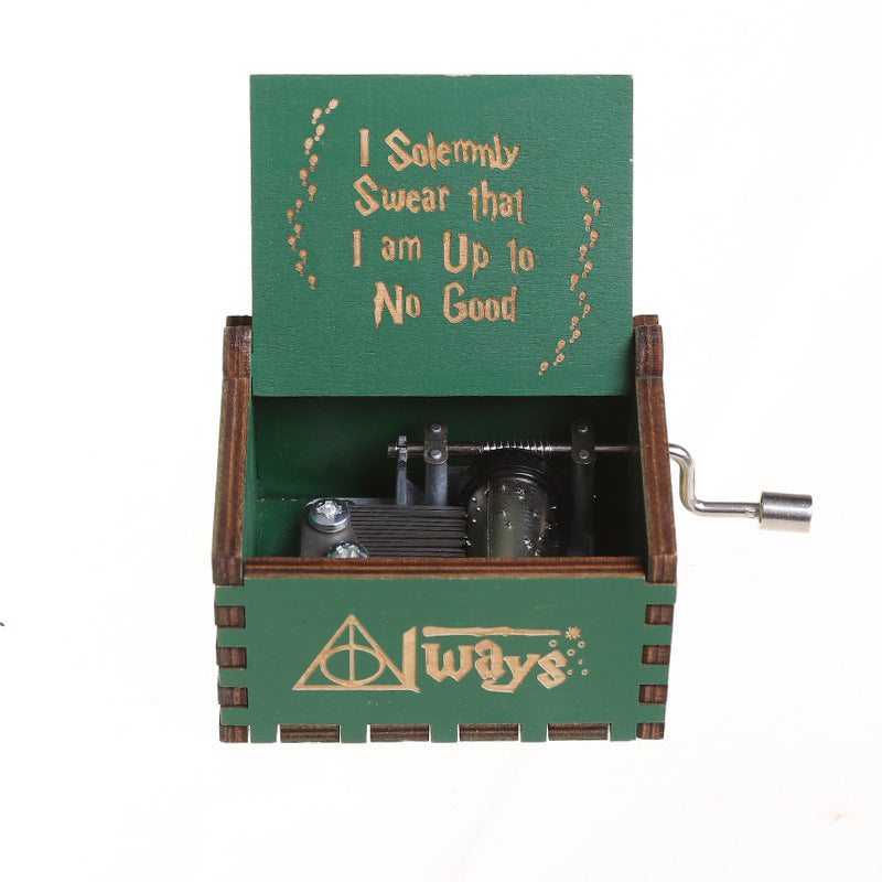 Wooden Music Box Classically Carved Hand-crank