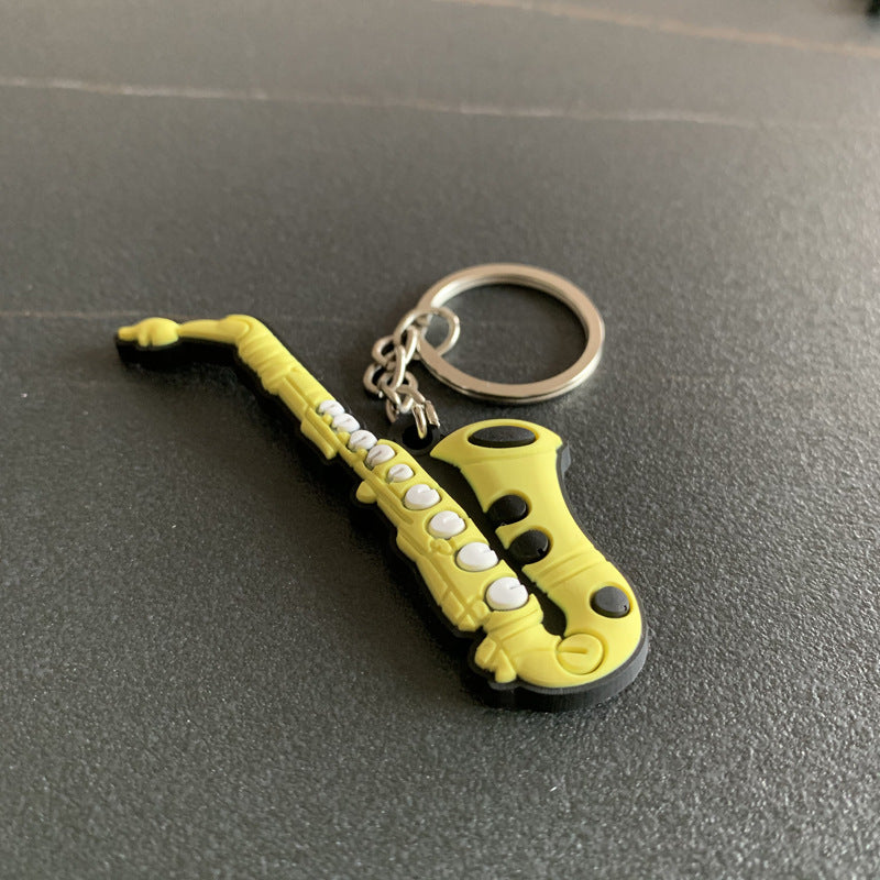 Musical Instrument Silicone Guitar Pvc Soft Keychain Pendant