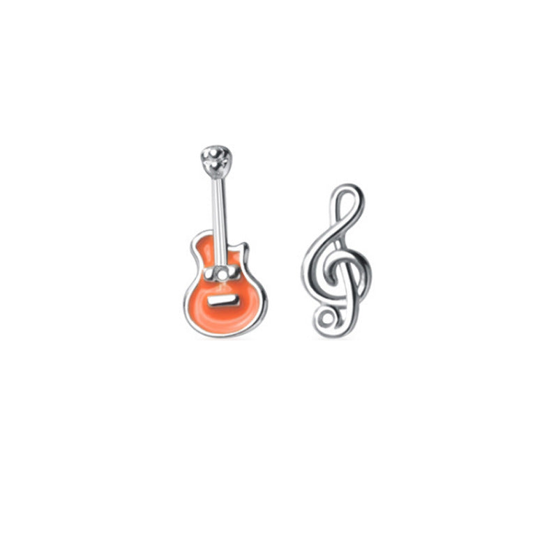 S925 Sterling Silver Guitar Note Earrings