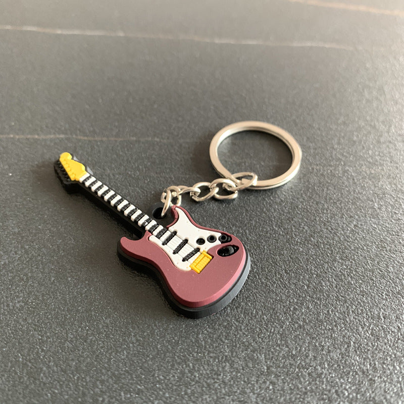 Musical Instrument Silicone Guitar Pvc Soft Keychain Pendant