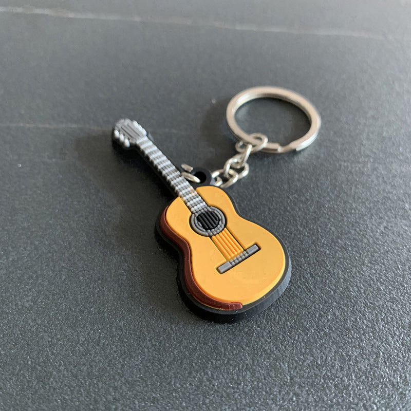 Musical Instrument Silicone Guitar Pvc Soft Keychain Pendant
