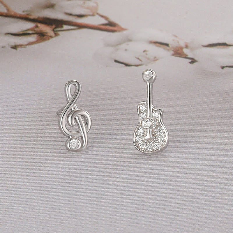 S925 Sterling Silver Guitar Note Earrings