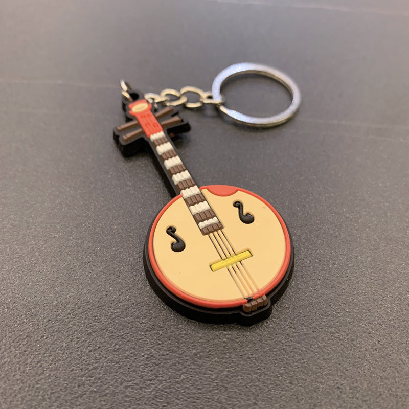 Musical Instrument Silicone Guitar Pvc Soft Keychain Pendant