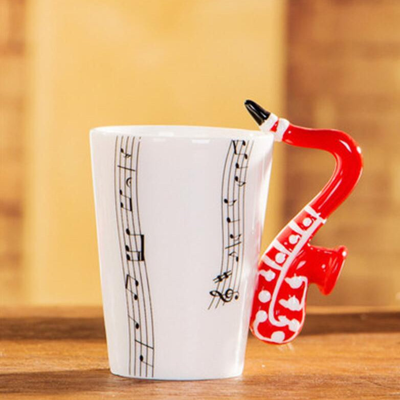 Coffee cup with Music Notes & Instrument Handle