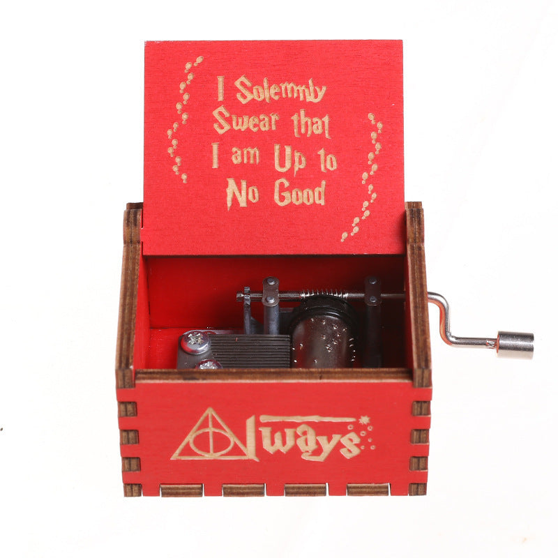 Wooden Music Box Classically Carved Hand-crank