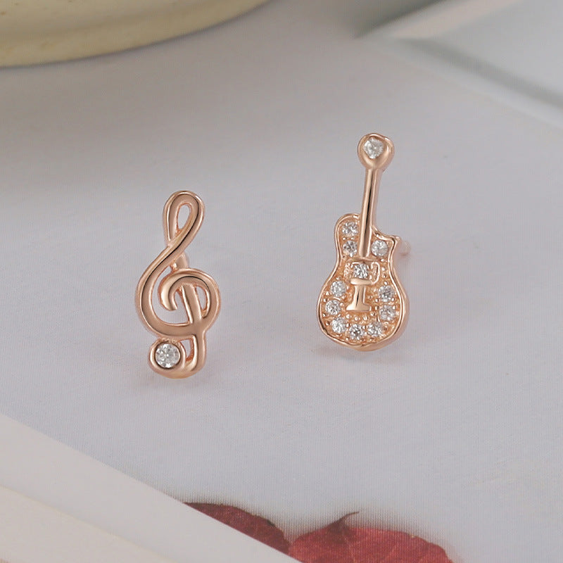 S925 Sterling Silver Guitar Note Earrings