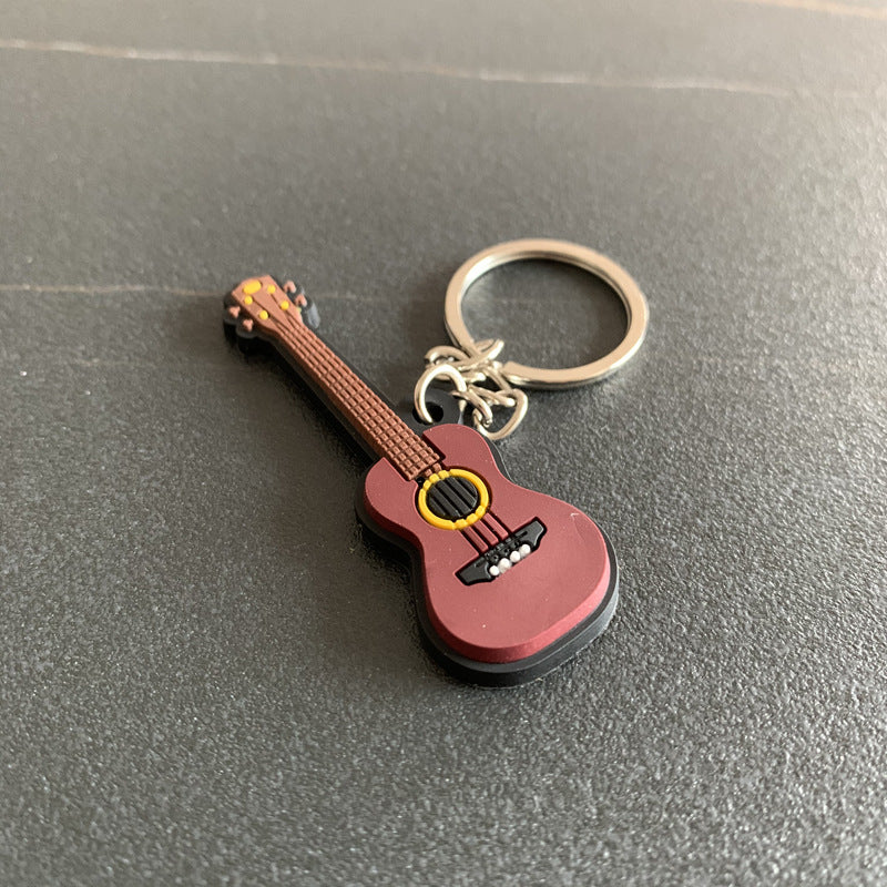 Musical Instrument Silicone Guitar Pvc Soft Keychain Pendant