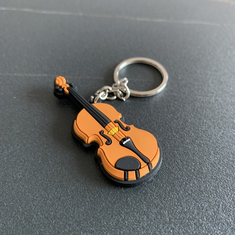 Musical Instrument Silicone Guitar Pvc Soft Keychain Pendant