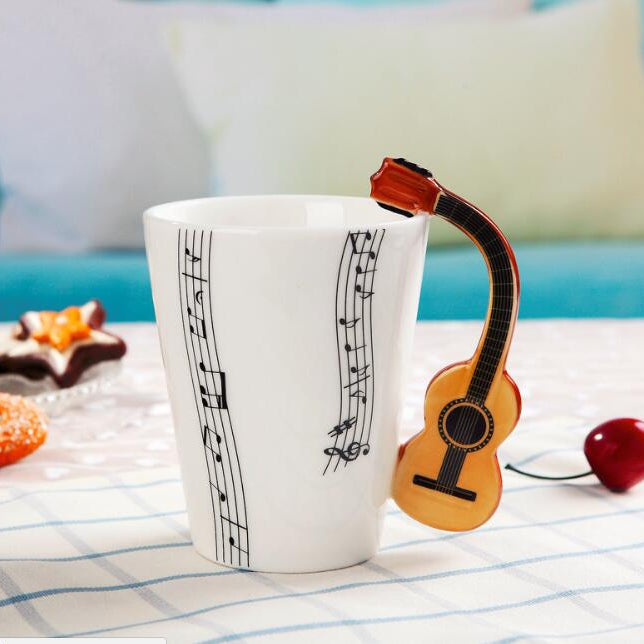 Coffee cup with Music Notes & Instrument Handle